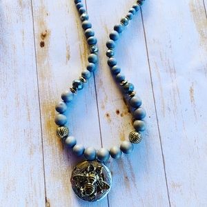 Boho Honey Bee Locket Necklace Handmade